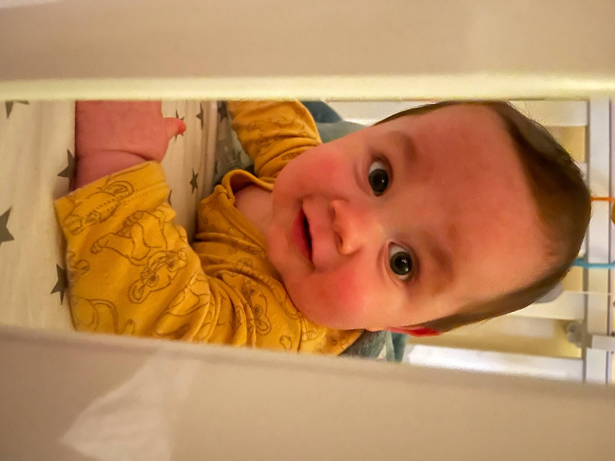 Ellis joined the competition — help win amazing prizes! baby, baby_products, baby_safety, baby_toddler_clothing, bed, cheek, child, comfort, eyebrow, eyelash, flooring, infant_bed, iris, linens, nose, person, room, skin, smile, surprise