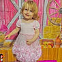 blonde, child, clothing, costume, dress, face, female, girl, hair, head, indoors, interiordesign, machine, person, photography, portrait, skirt, sleeve, wheel, wood