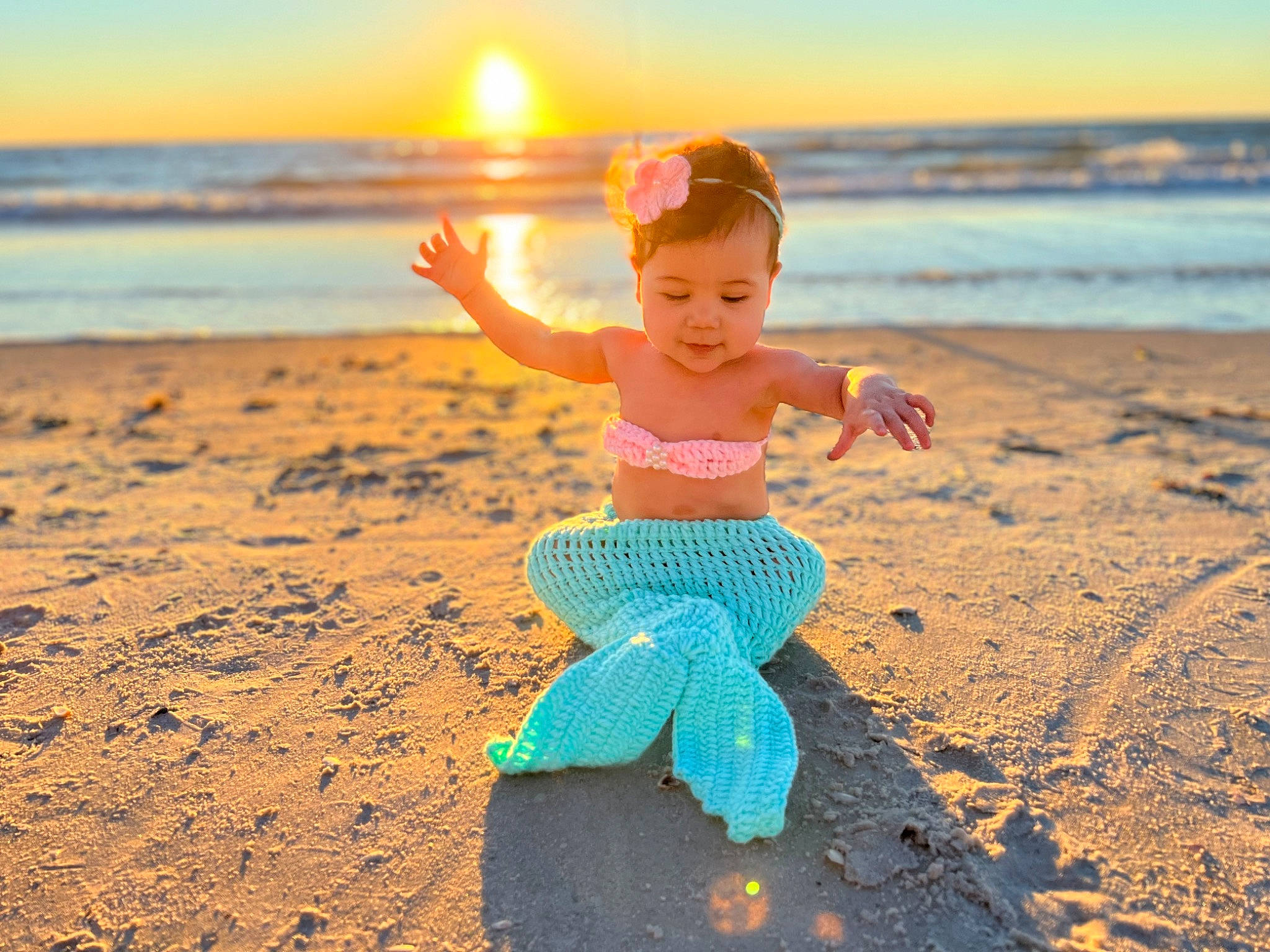 Camila Rose joined the competition — help win amazing prizes! beach, cloud, coastal_and_oceanic_landforms, fun, happy, horizon, landscape, leisure, light, natural_environment, people_in_nature, people_on_beach, person, sand, sky, summer, sunlight, sunset, toddler, travel