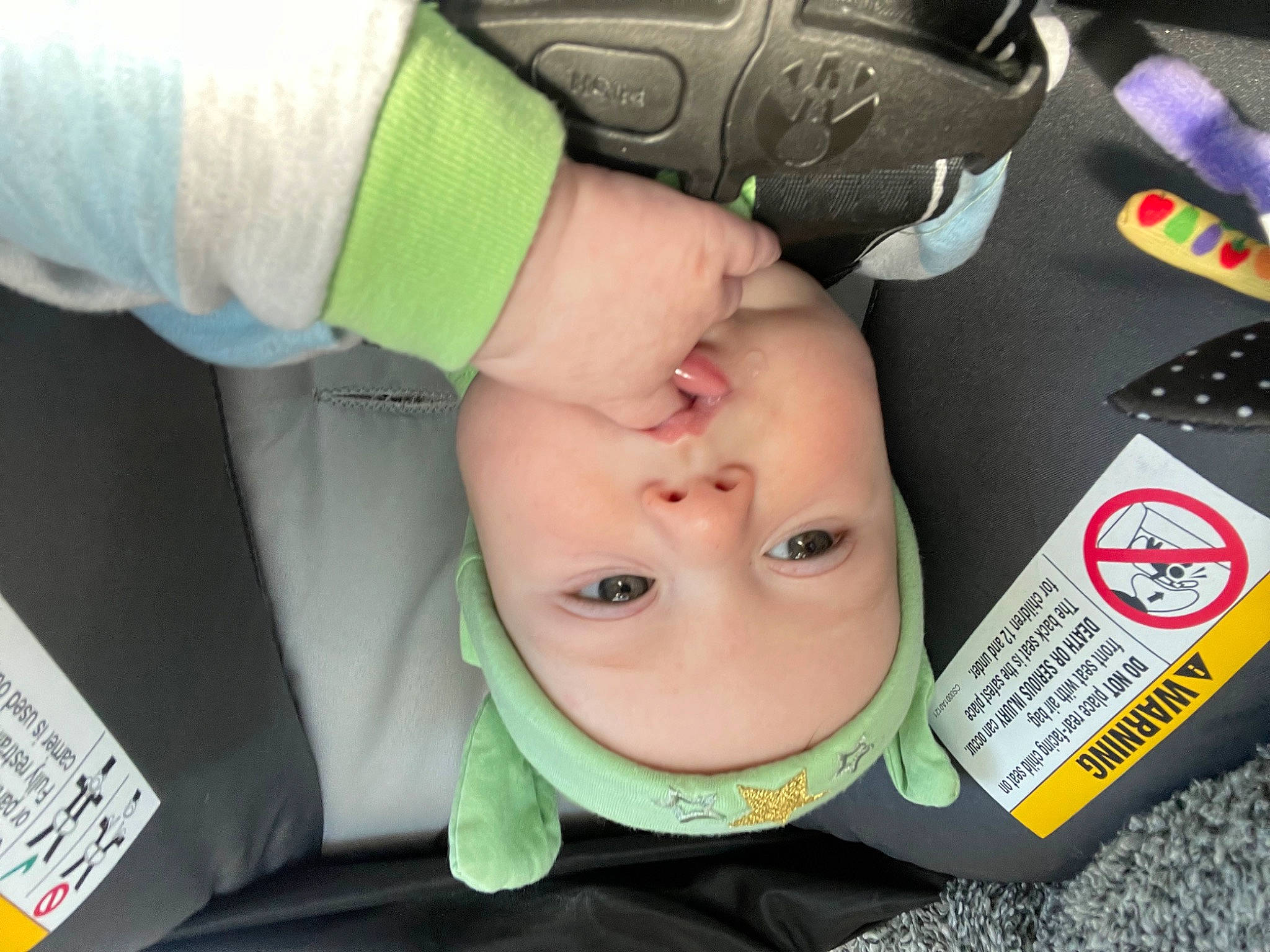 Brodie joined the competition — help win amazing prizes! auto_part, baby, baby_carriage, baby_in_car_seat, baby_products, baby_safety, baby_toddler_clothing, bib, car_seat, carmine, cheek, child, comfort, gesture, headwear, person, personal_protective_equipment, product, seat_belt, toddler