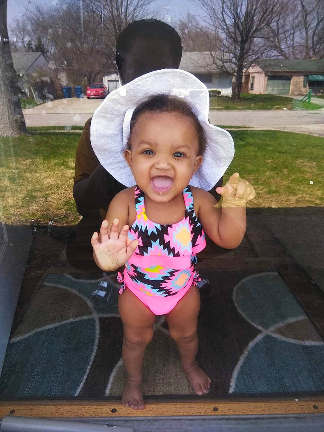 Amariah joined the competition — help win amazing prizes! child, fun, head, headgear, person, pink, play, smile, summer, toddler, vacation