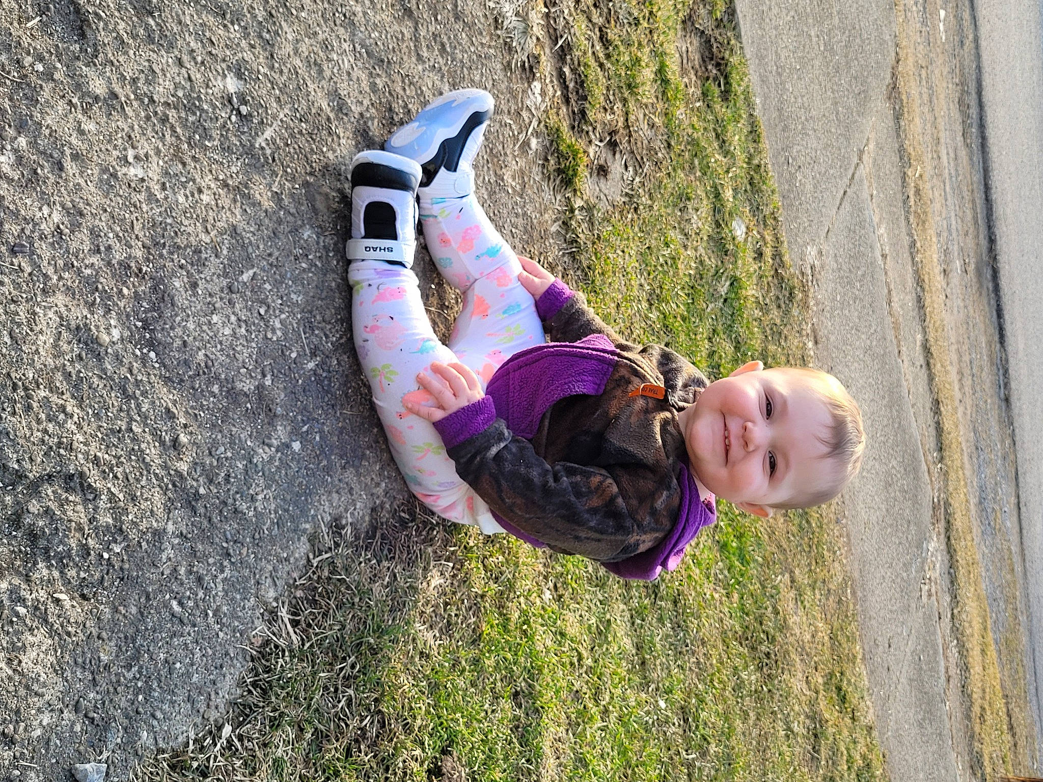 Eleanor joined the competition — help win amazing prizes! adventure, asphalt, child, electric_blue, fun, grass, happy, joy, landscape, leisure, nature, people_in_nature, person, plant, recreation, shadow, smile, soil, toddler, tree