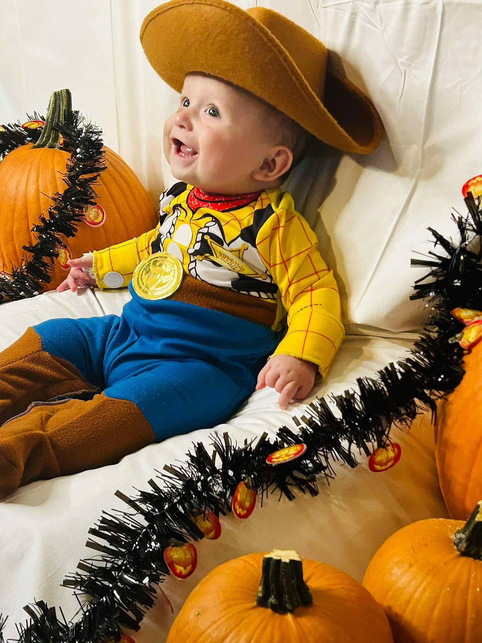 Graysen joined the competition — help win amazing prizes! baby_toddler_clothing, calabaza, clothing, costume_hat, cucurbita, fashion, happy, hat, headgear, headwear, orange, people, person, plant, pumpkin, sleeve, sun_hat, t_shirt, textile, toddler
