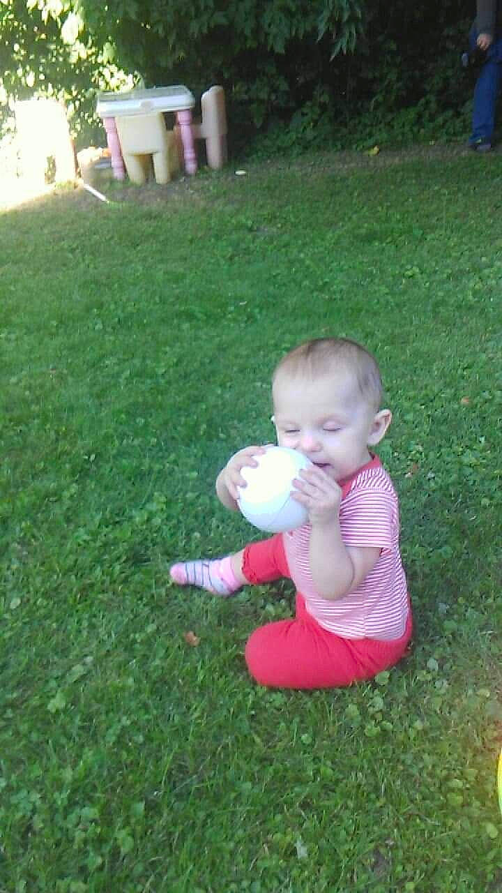 Kori joined the competition — help win amazing prizes! baby, backyard, child, garden, grass, grass_family, lawn, leaf, person, plant, play, sitting, toddler, yard