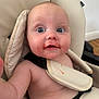 Willow joined the competition — help win amazing prizes! baby, blue_eyes, food_stains, high_chair, straps, curious, messy_face, infant, skin, arm, mouth, expression, indoor, child, seat, close_up, cute, person, young, face