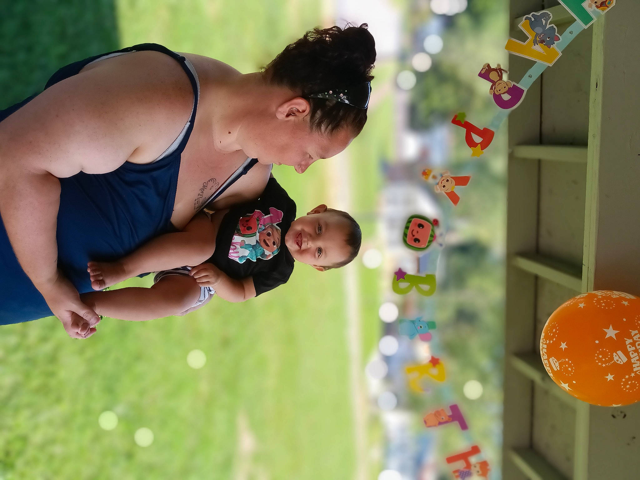 Gabriella joined the competition — help win amazing prizes! baby, barechested, chest, child, competition_event, event, fun, grass, happy, joy, leisure, people_in_nature, person, plant, play, recreation, shorts, sunglasses, toddler, tree