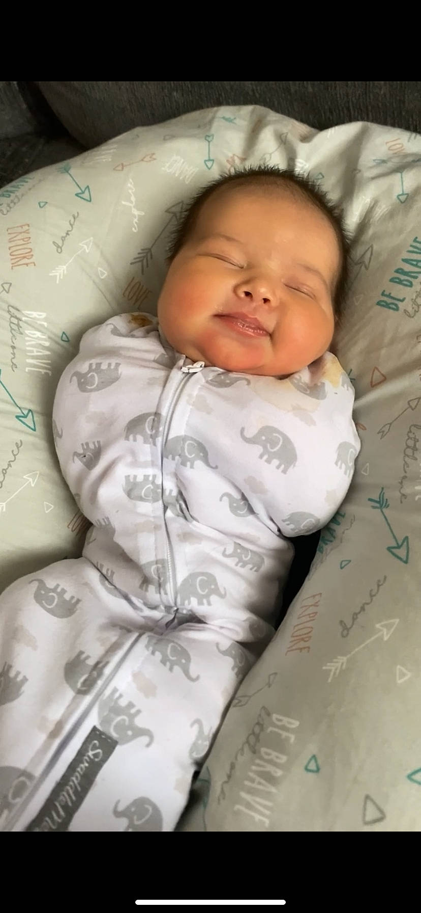 Annalise joined the competition — help win amazing prizes! baby, baby_toddler_clothing, bedtime, cheek, child, comfort, face, happy, linens, nose, pattern, person, room, skin, sleeve, smile, toddler