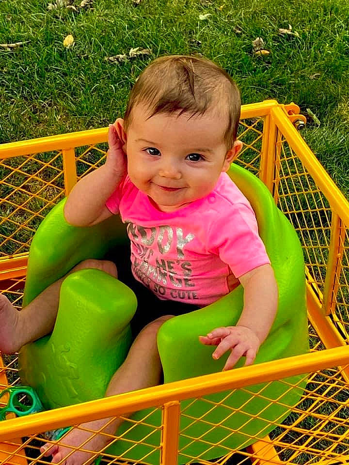 Rylann is registered to the contest to win money with this photo: child, fun, joy, leisure, outdoor_play_equipment, person, play, playground, public_space, recreation, toddler