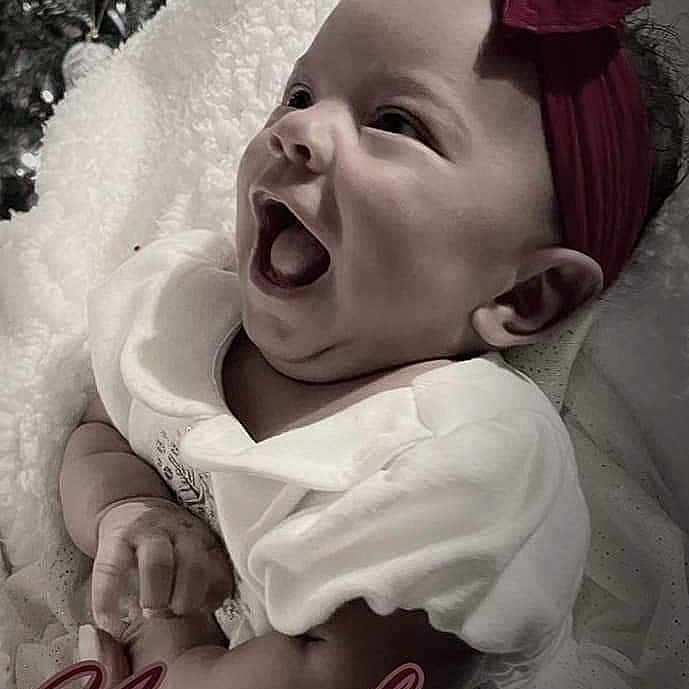 Miracle joined the competition — help win amazing prizes! accessories, baby, babylaughing, clothing, dress, earring, face, happy, head, headband, jewelry, laughing, necklace, newborn, person, photography, portrait, quilt, yawning