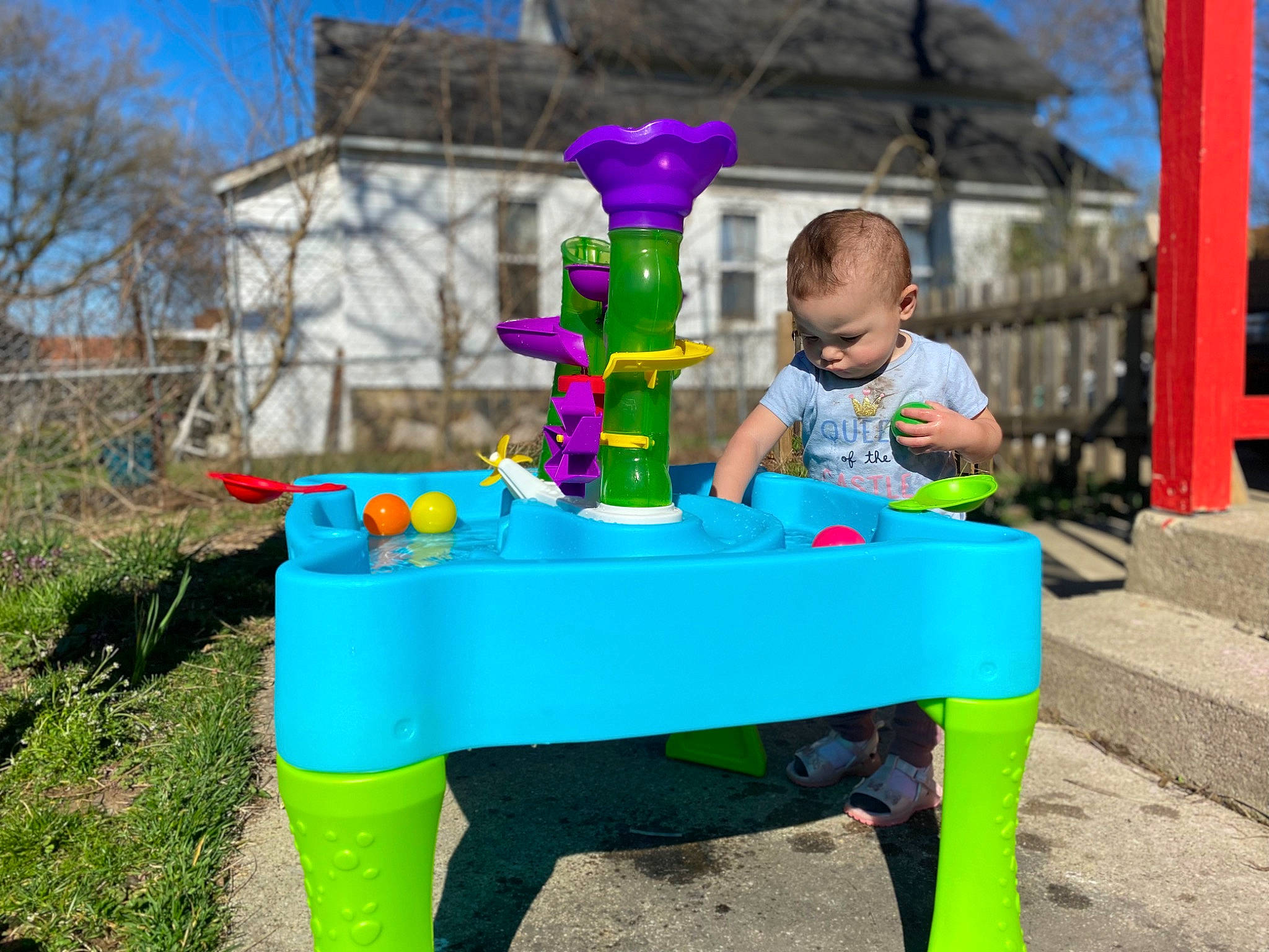 Aleah joined the competition — help win amazing prizes! baby, baby_toddler_clothing, child, city, electric_blue, fun, grass, happy, leisure, magenta, outdoor_play_equipment, person, plant, play, purple, recreation, shorts, sitting, t_shirt, toddler