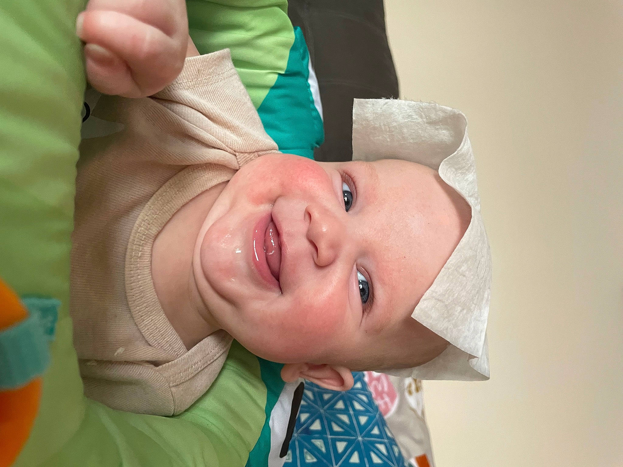 Finnley joined the competition — help win amazing prizes! baby, cheek, eye, eyebrow, eyelash, face, facial_expression, finger, gesture, hand, happy, hat, head, lip, mouth, neck, nose, person, skin, smile
