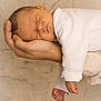 newborn, baby, sleeping, hand, white_clothing, cozy, peaceful, infant, portrait, closeup, skin, relaxation, child, soft_light, warm_tones, adult_hand, texture, background, cute, tenderness