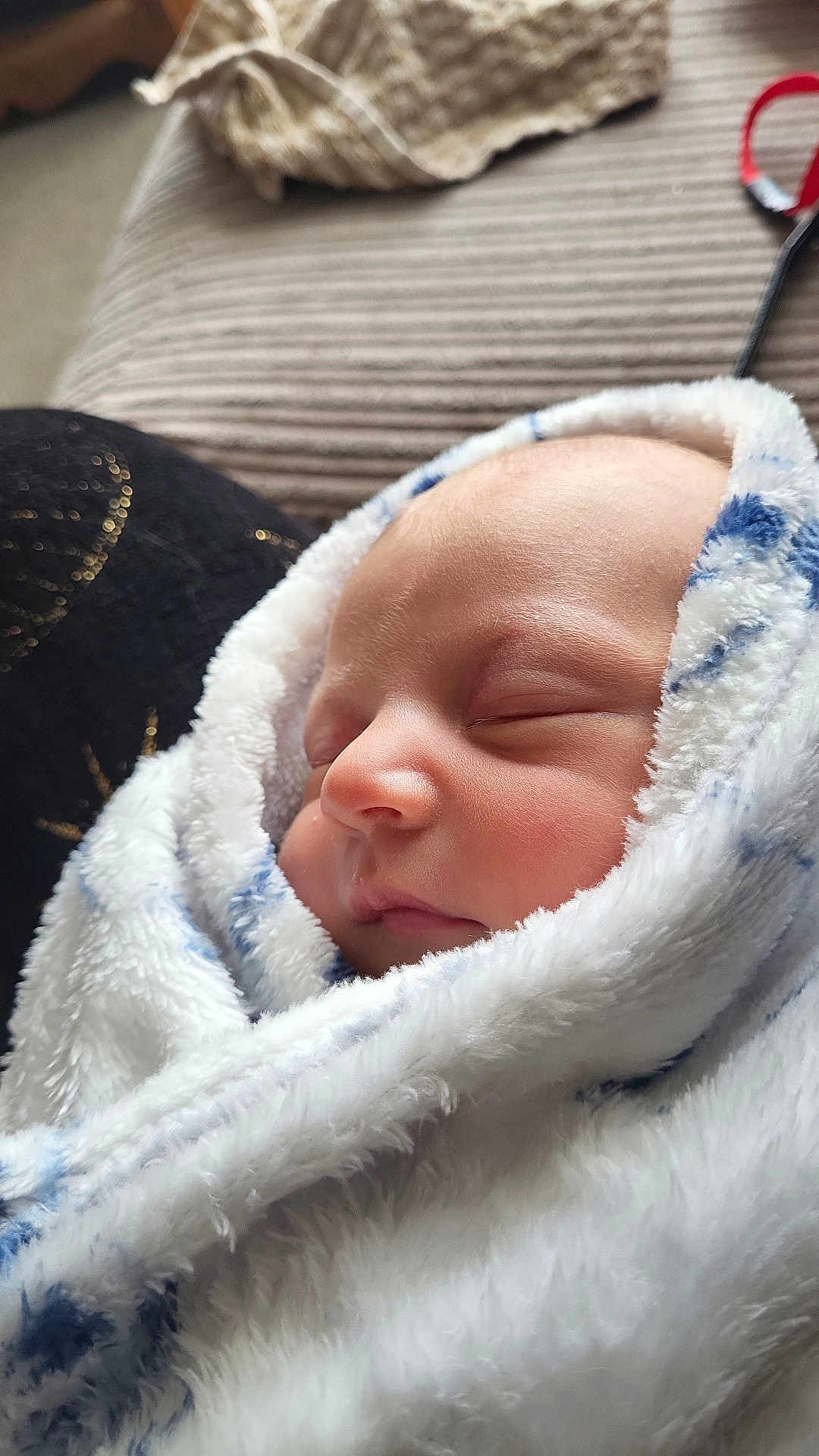 Andie joined the competition — help win amazing prizes! baby, newborn, sleeping, blanket, soft_texture, wrapped, face, closeup, peaceful, infant, cozy, indoor, portrait, child, cute, resting, cushion, warm, skin, head