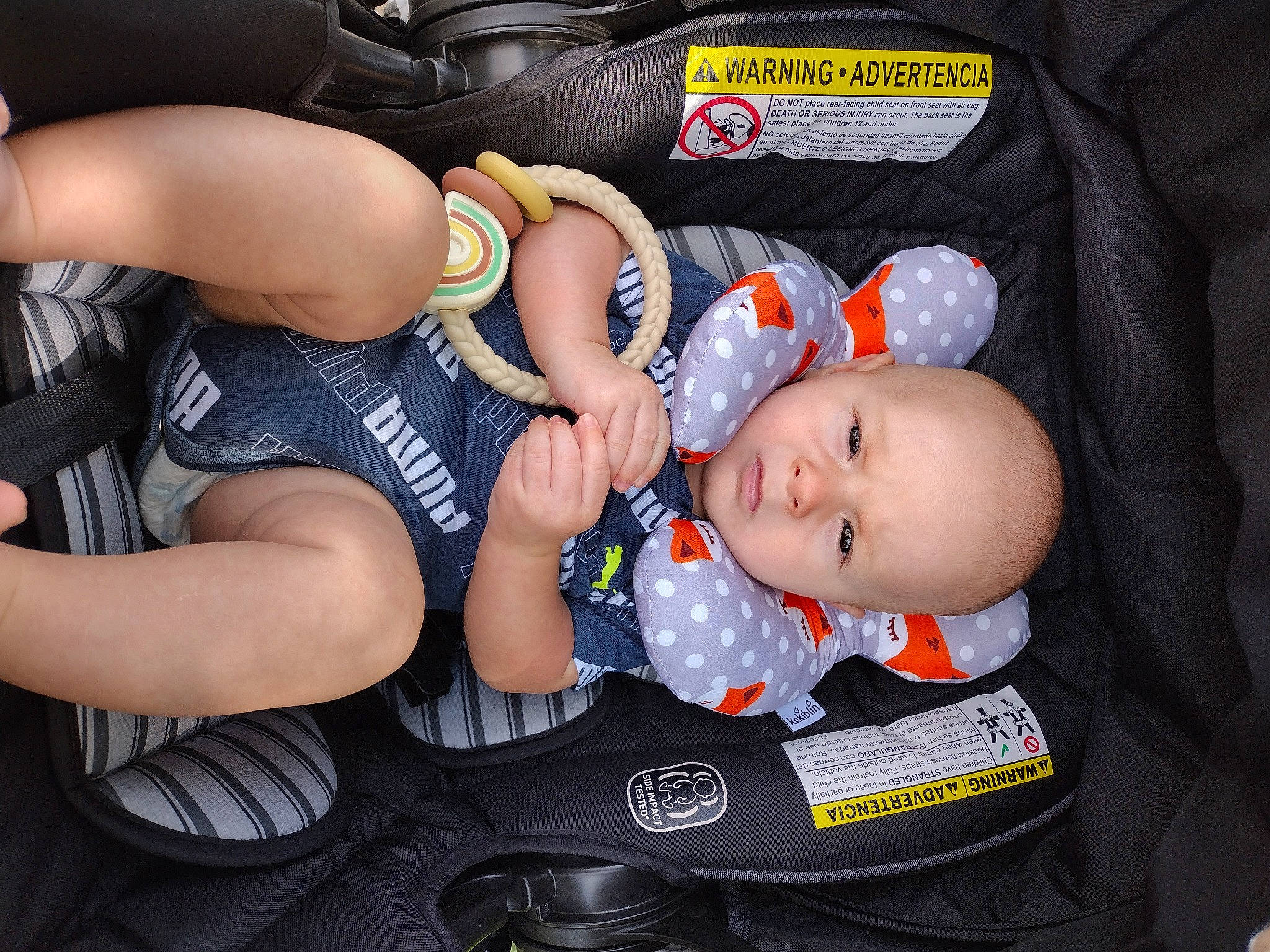 Ty joined the competition — help win amazing prizes! auto_part, baby, baby_carriage, baby_in_car_seat, baby_products, baby_safety, baby_sleeping, baby_toddler_clothing, car_seat, chest, child, comfort, elbow, human_leg, knee, lap, person, personal_protective_equipment, sitting, thigh