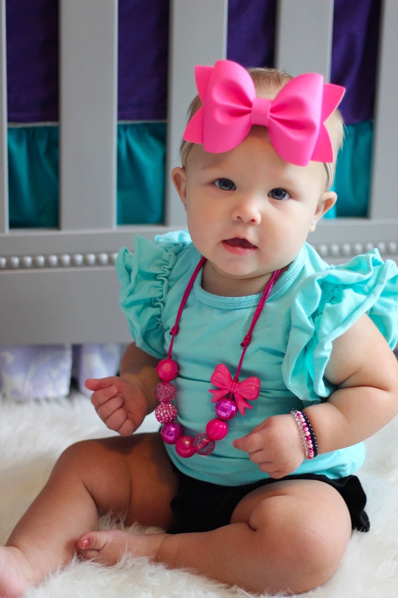 Kynsleigh joined the competition — help win amazing prizes! baby, baby_bloomers, baby_products, baby_toddler_clothing, child, clothing, costume, costume_accessory, ear, fashion_accessory, hair_accessory, head, headband, headgear, neck, person, pink, product, sitting, skin