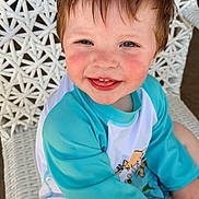 Steven joined the competition — help win amazing prizes! toddler, child, smiling, blue_shirt, shorts, white_chair, woven_chair, happy, outdoor, cute, face, rosy_cheeks, sitting, young_child, portrait, casual_clothing, daylight, skin, hair, text_overlay