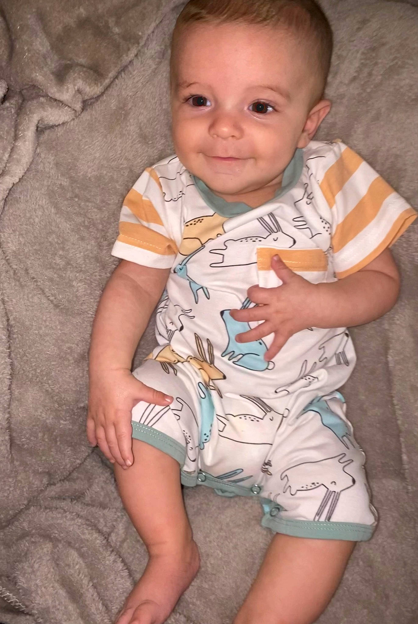 Montgomery joined the competition — help win amazing prizes! baby, baby_toddler_clothing, cheek, child, comfort, face, finger, happy, head, human_body, iris, joy, leg, lip, mouth, nose, person, skin, sleeve, smile