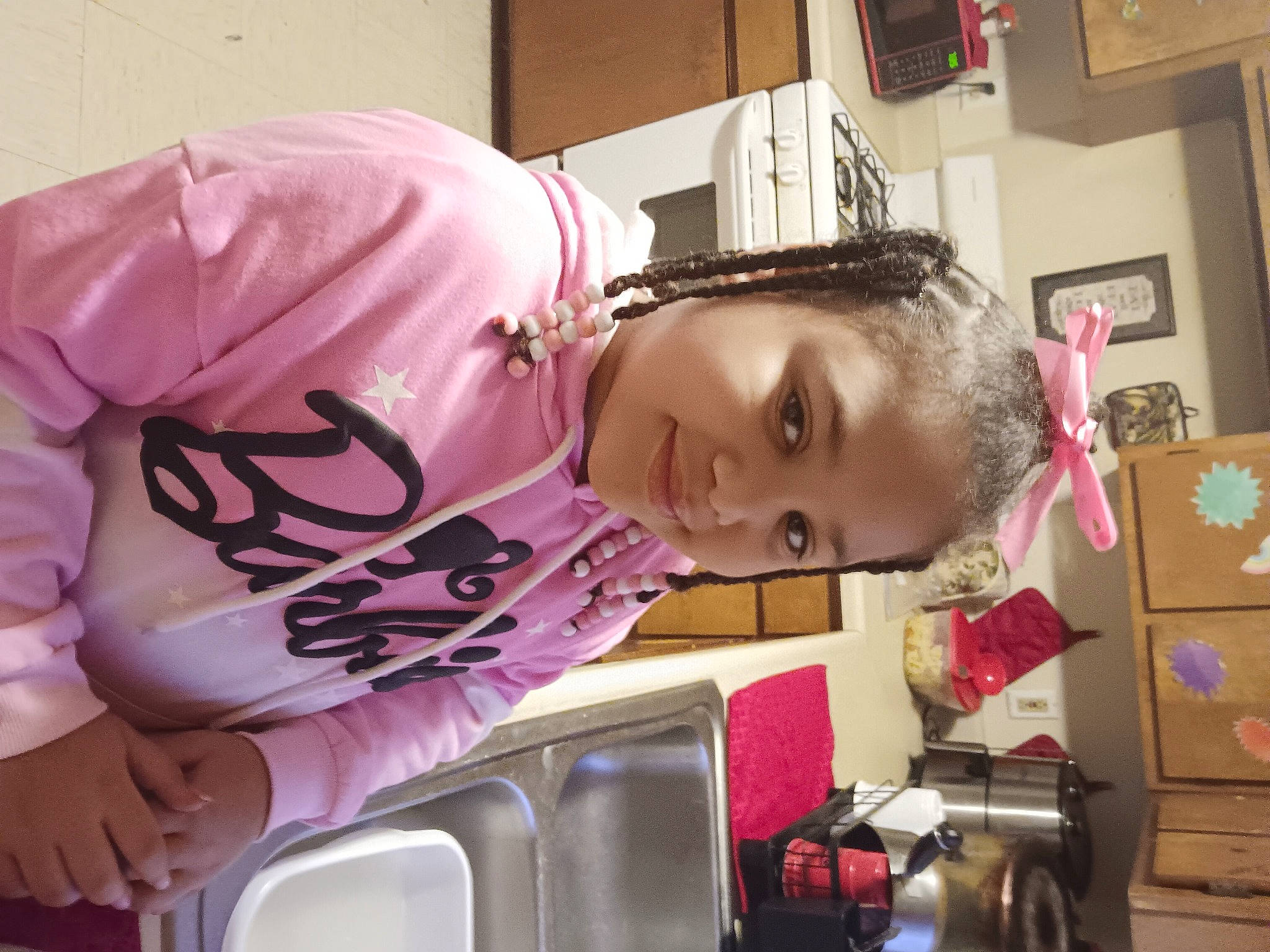 Avianna is registered to the contest to win money with this photo: box, child, ear, eyelash, house, magenta, person, picture_frame, pink, room, shipping_box, smile, toddler