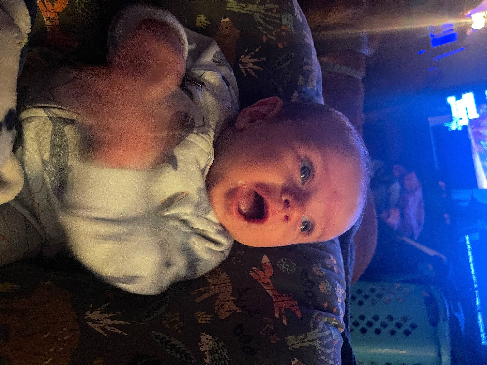 Ledger is registered to the contest to win money with this photo: baby, child, cloud, cool, darkness, electric_blue, fun, happy, mouth, night, nose, person, room, selfie, sitting, sky, space, square, toddler