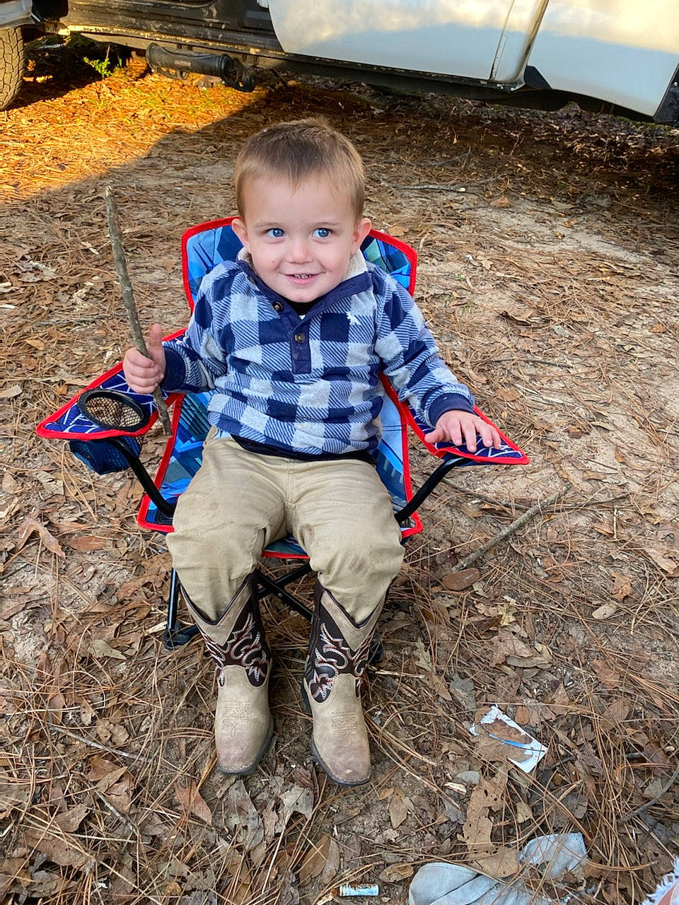 Jonah joined the competition — help win amazing prizes! baby, chair, child, fun, gardening, grass, holiday, joy, landscape, pattern, people_in_nature, person, play, sitting, sky, smile, soil, t_shirt, toddler, yard