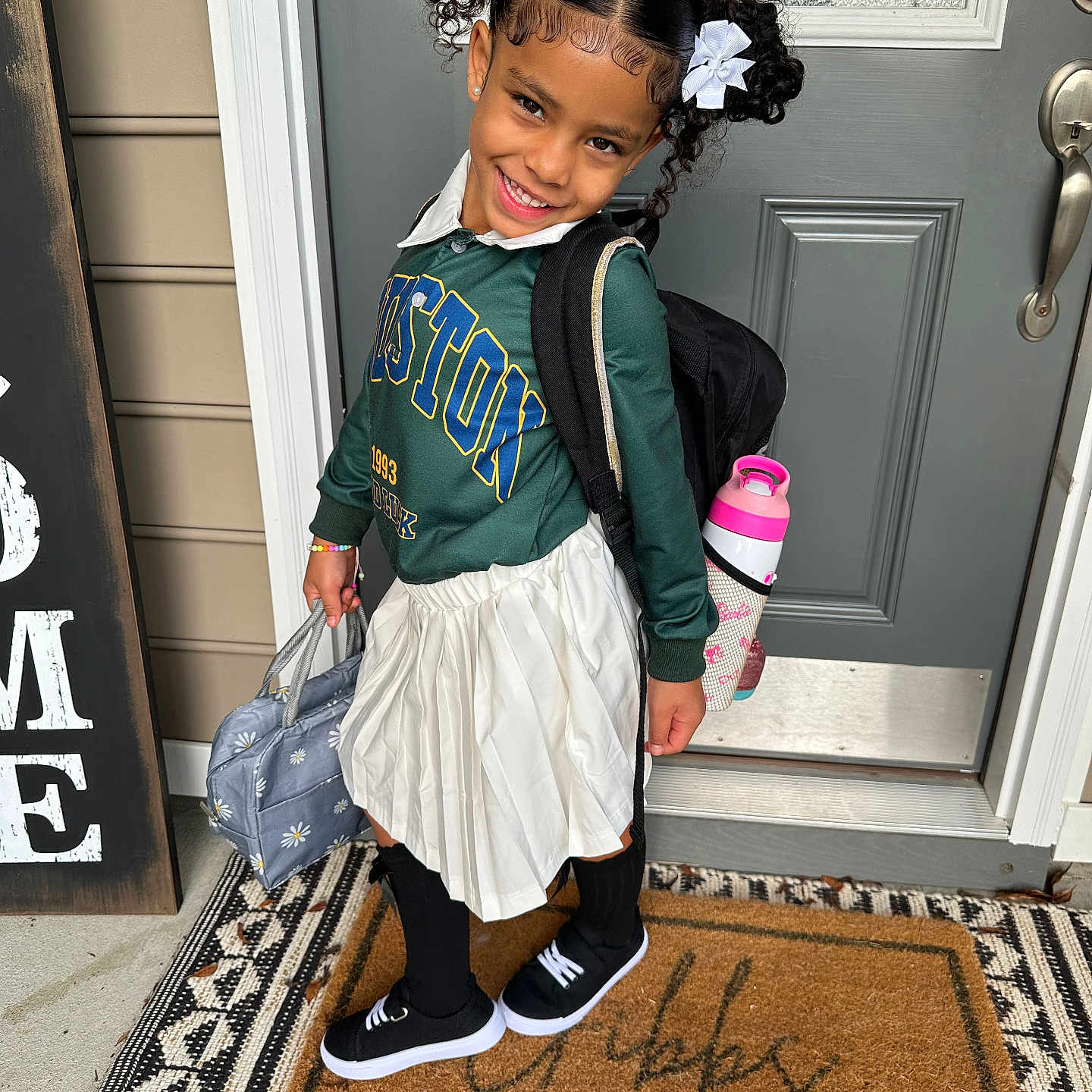 Elliana joined the competition — help win amazing prizes! accessories, bag, blackhair, bottle, child, clothing, doormat, face, female, footwear, girl, hair, handbag, head, mat, person, photography, shaker, shoe, skirt