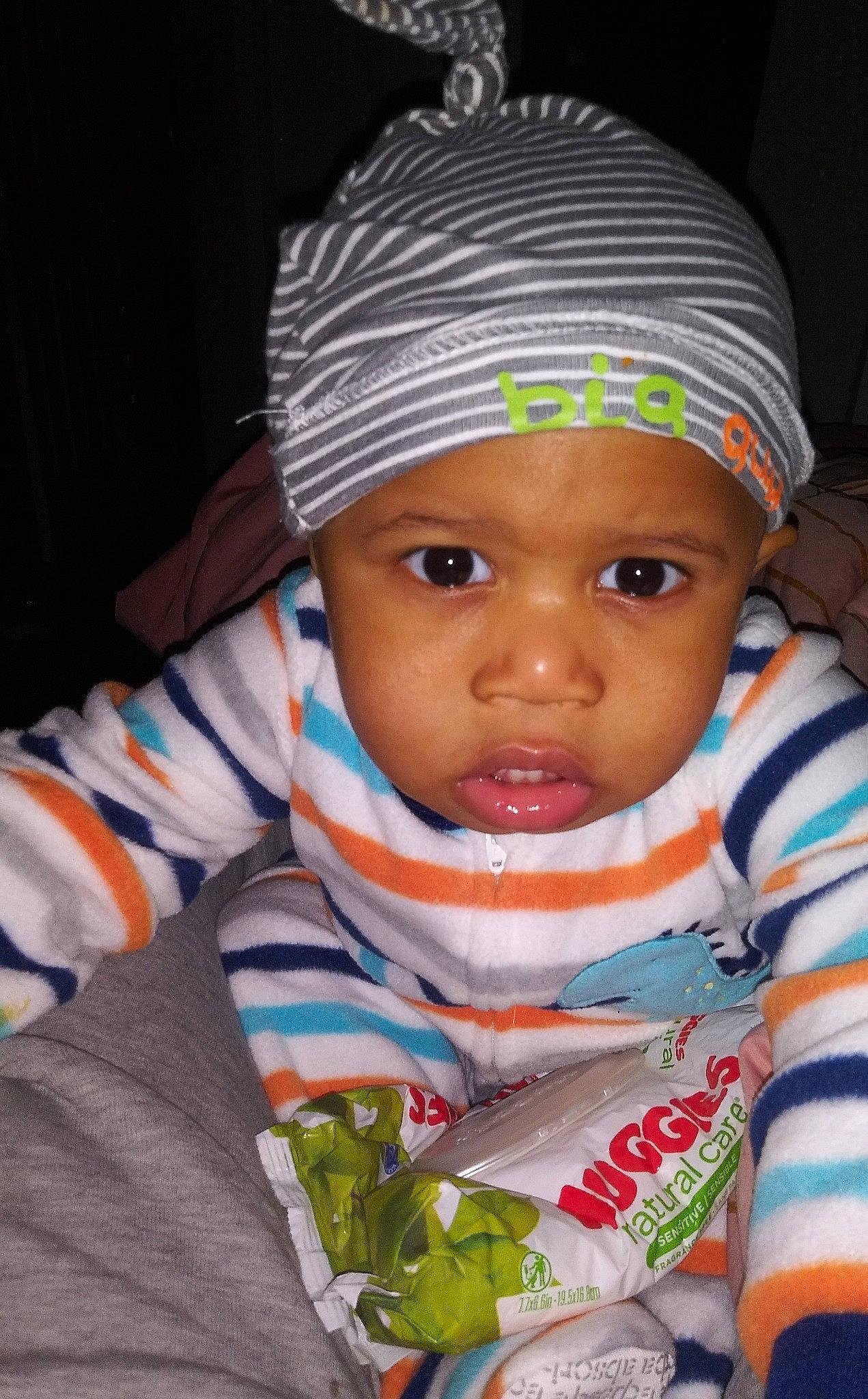 Jedidiah is registered to the contest to win money with this photo: baby, baby_toddler_clothing, cap, cheek, child, chin, eye, eyebrow, eyelash, forehead, happy, headgear, headwear, iris, jacket, lip, mouth, nose, person, skin