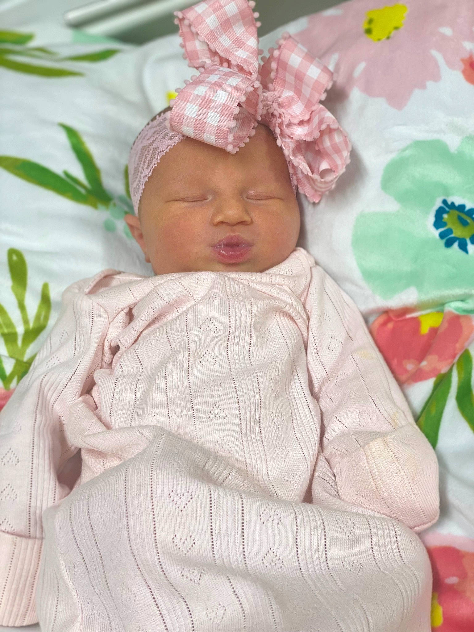 Paisley joined the competition — help win amazing prizes! baby, baby_products, baby_toddler_clothing, cap, child, costume_hat, doll, fashion_accessory, happy, headband, headgear, headpiece, headwear, linens, magenta, pattern, peach, person, pink, sleeve