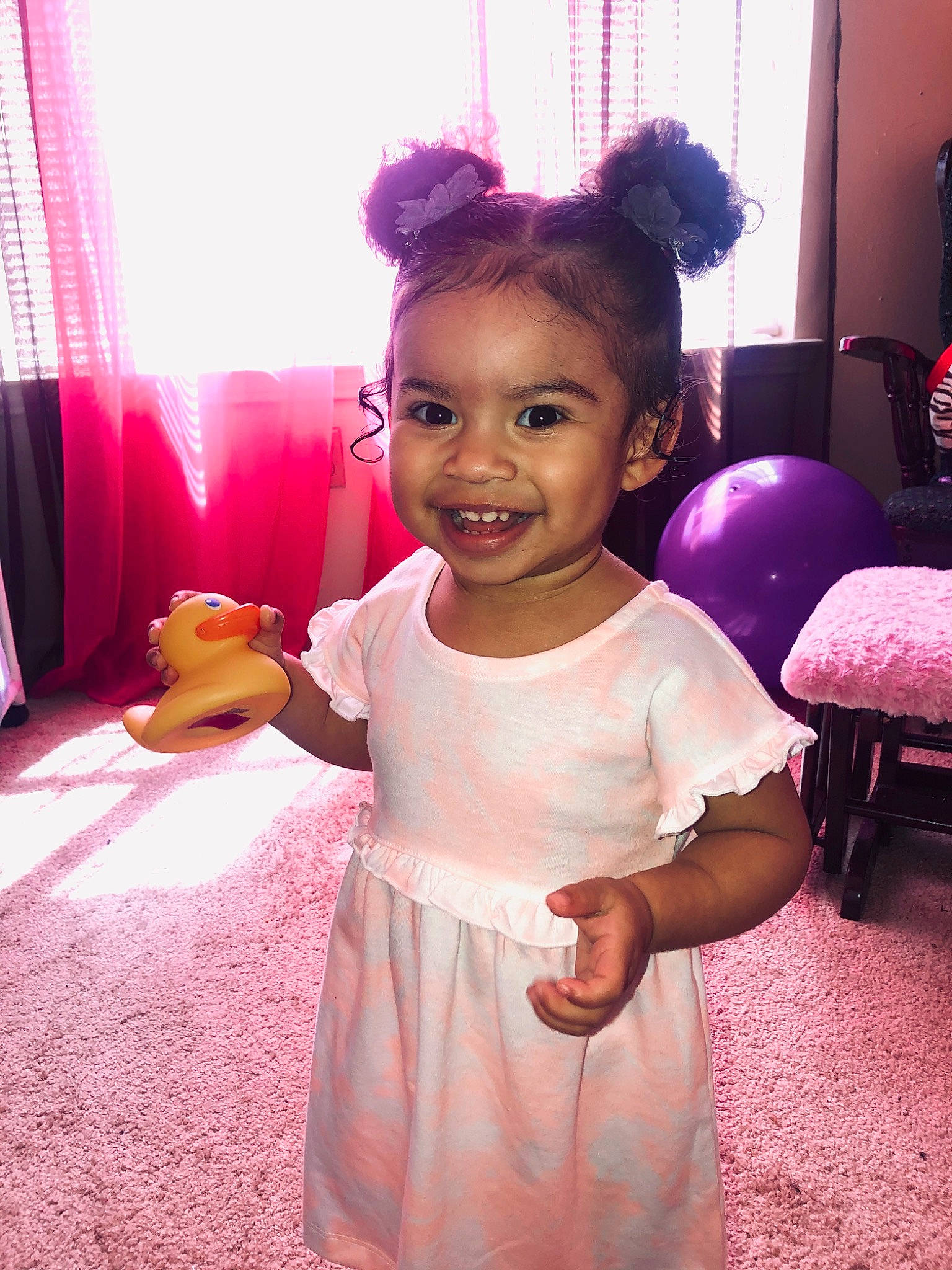 Armani E. joined the competition — help win amazing prizes! child, costume, dress, ear, face, fun, hair, hair_accessory, happy, head, joy, magenta, person, pink, skin, smile, toddler