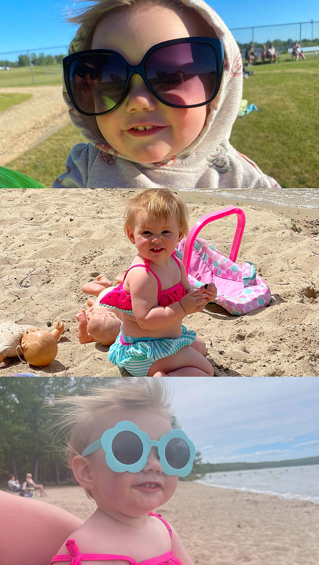 Wrenley joined the competition — help win amazing prizes! blue, eyewear, facial_expression, fun, goggles, happy, head, human, leisure, people, person, photograph, pink, plant, product, smile, summer, sunglasses, toddler, vision_care