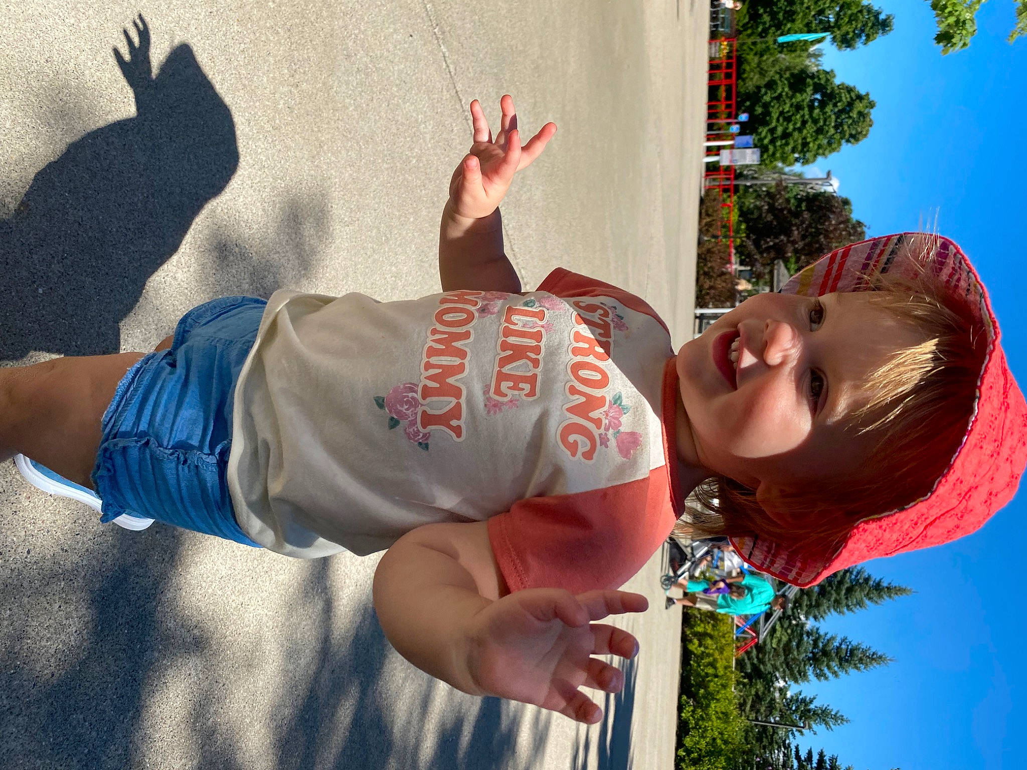 Wrenley joined the competition — help win amazing prizes! arm, barefoot, child, cool, elbow, fun, gesture, happy, human_body, human_leg, joint, leaf, leisure, person, sky, smile, t_shirt, thumb, travel, tree