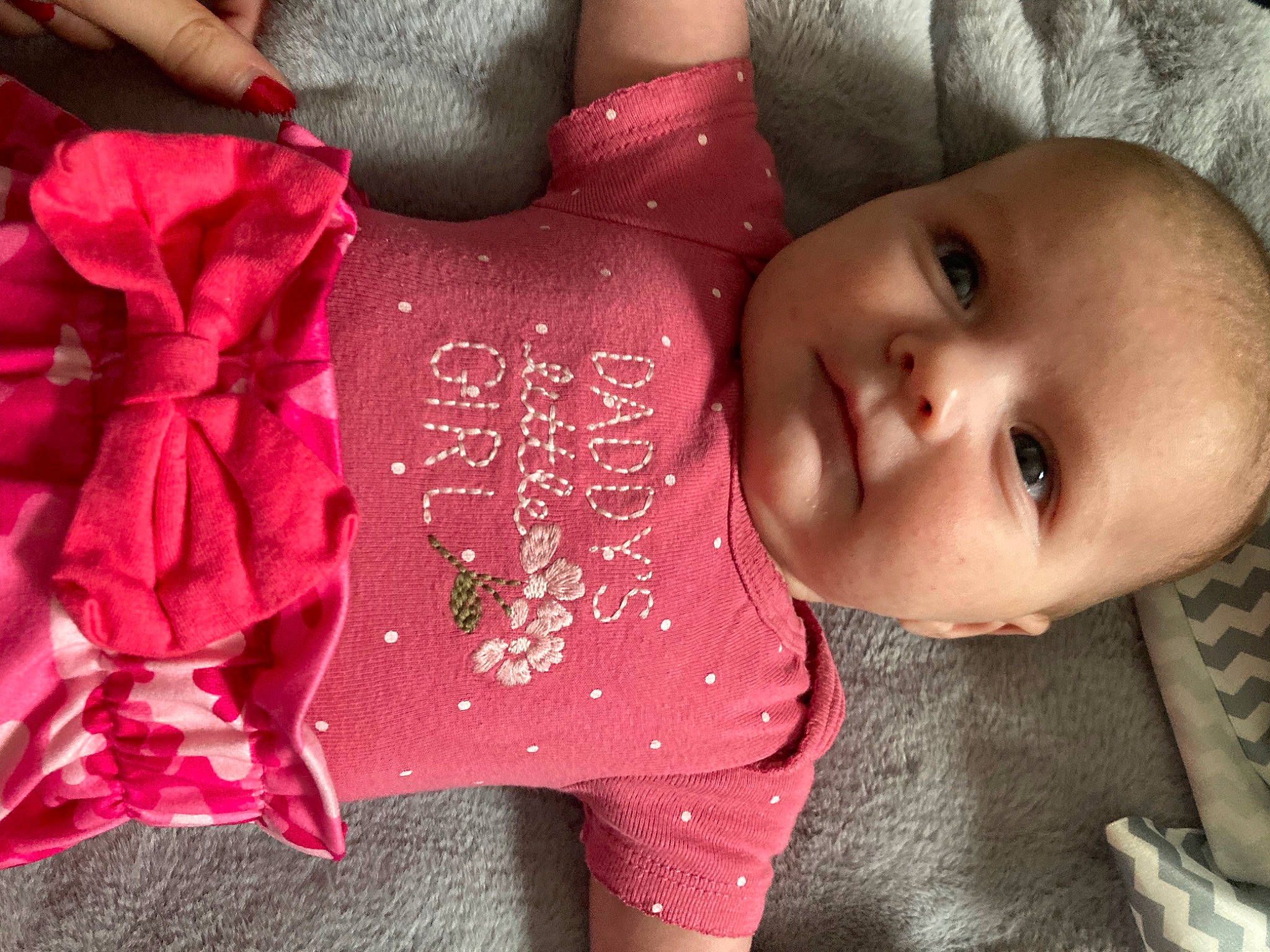 Lucille joined the competition — help win amazing prizes! baby, baby_toddler_clothing, carmine, cheek, child, cool, eyelash, facial_expression, font, happy, lip, magenta, mouth, nail, pattern, person, pink, red, rose, skin