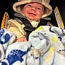 baby, infant, smiling, smile, hood, hooded_jacket, fuzzy_blanket, car_seat, seat_belt, blue_blanket, plush, cute, happy, chubby_cheeks, portrait, closeup, bright_eyes, hand, winter_clothing, warning_label