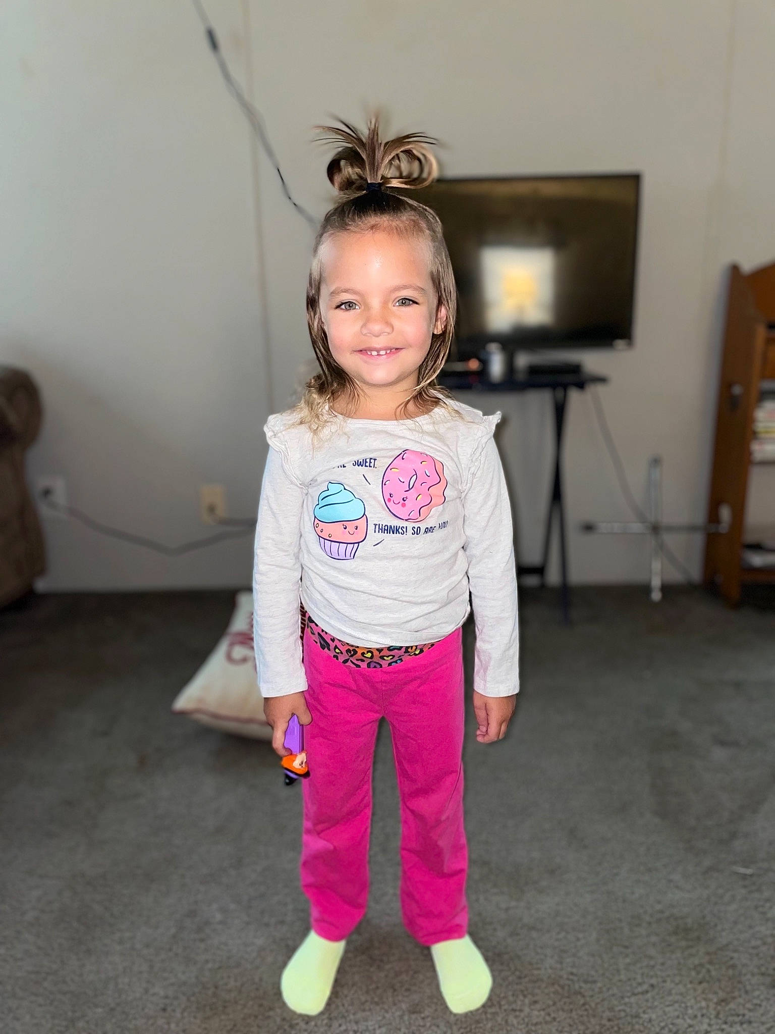 Avah joined the competition — help win amazing prizes! baby_toddler_clothing, event, eye, fashion_design, flooring, hair, happy, head, human_body, joy, long_hair, magenta, neck, person, picture_frame, pink, shoulder, sleeve, smile, sportswear