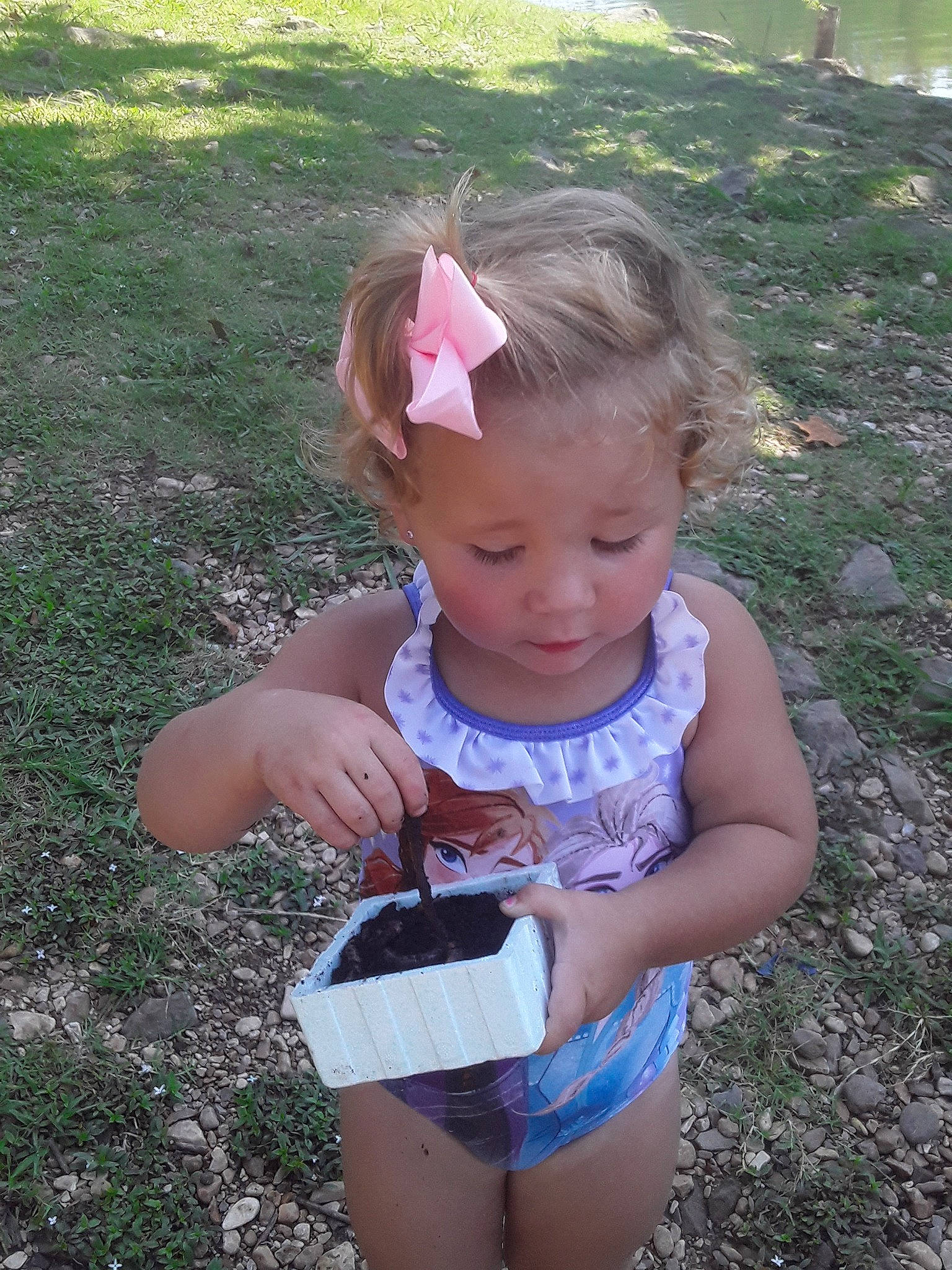 Adalyn is registered to the contest to win money with this photo: child, grass, person, play, summer, toddler