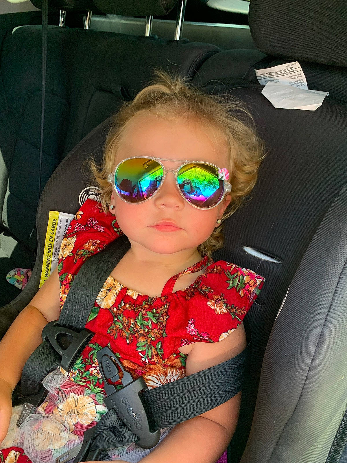 Adalyn joined the competition — help win amazing prizes! car_seat, cool, eyewear, fun, glasses, goggles, person, personal_protective_equipment, sunglasses, vision_care