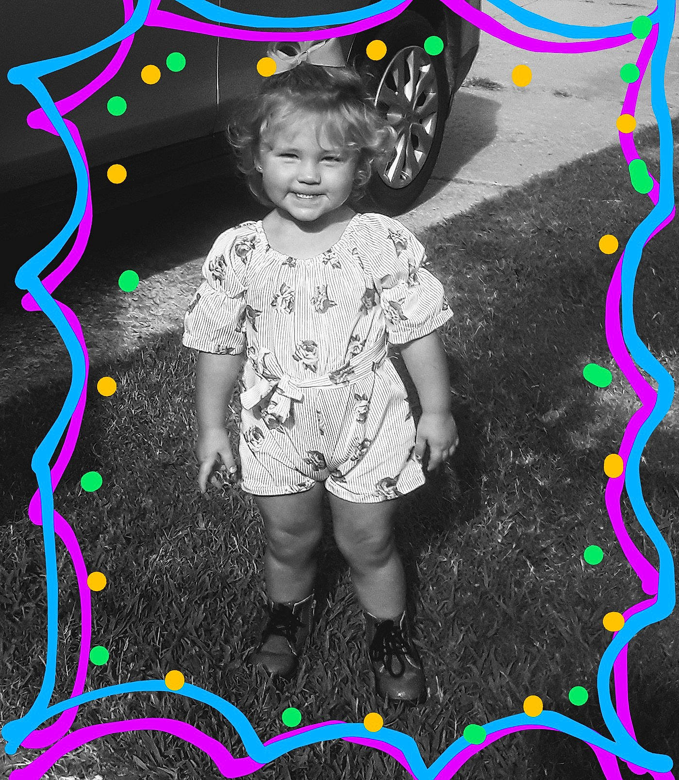 Adalyn is registered to the contest to win money with this photo: art, child, cool, drawing, fun, illustration, joy, party, pattern, person, photography, pink, plant, play, smile, space, t_shirt, toddler