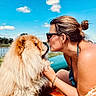 Nala participe au concours pour gagner de l'argent avec cette photo : affection, chow_chow, clouds, companion, dog, fluffy, grass, kiss, long_hair, outdoor, person, pet, portrait, sky, summer, sunglasses, sunny, vacation, water, woman