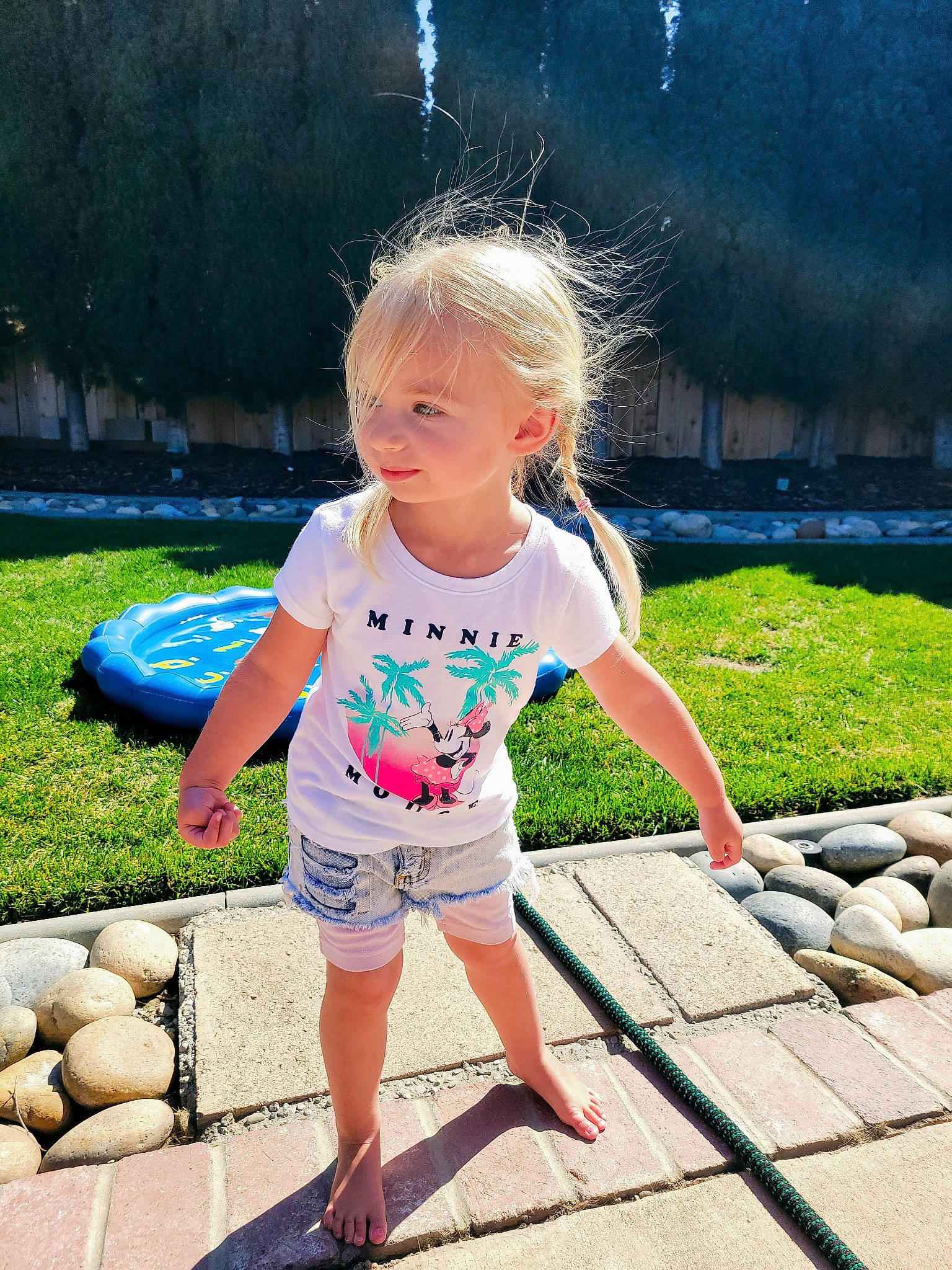 Taylor joined the competition — help win amazing prizes! barefoot, child, cool, electric_blue, fun, grass, hairstyle, happy, human_leg, leisure, morning, people_in_nature, person, plant, public_space, recreation, shorts, standing, t_shirt, tints_and_shades