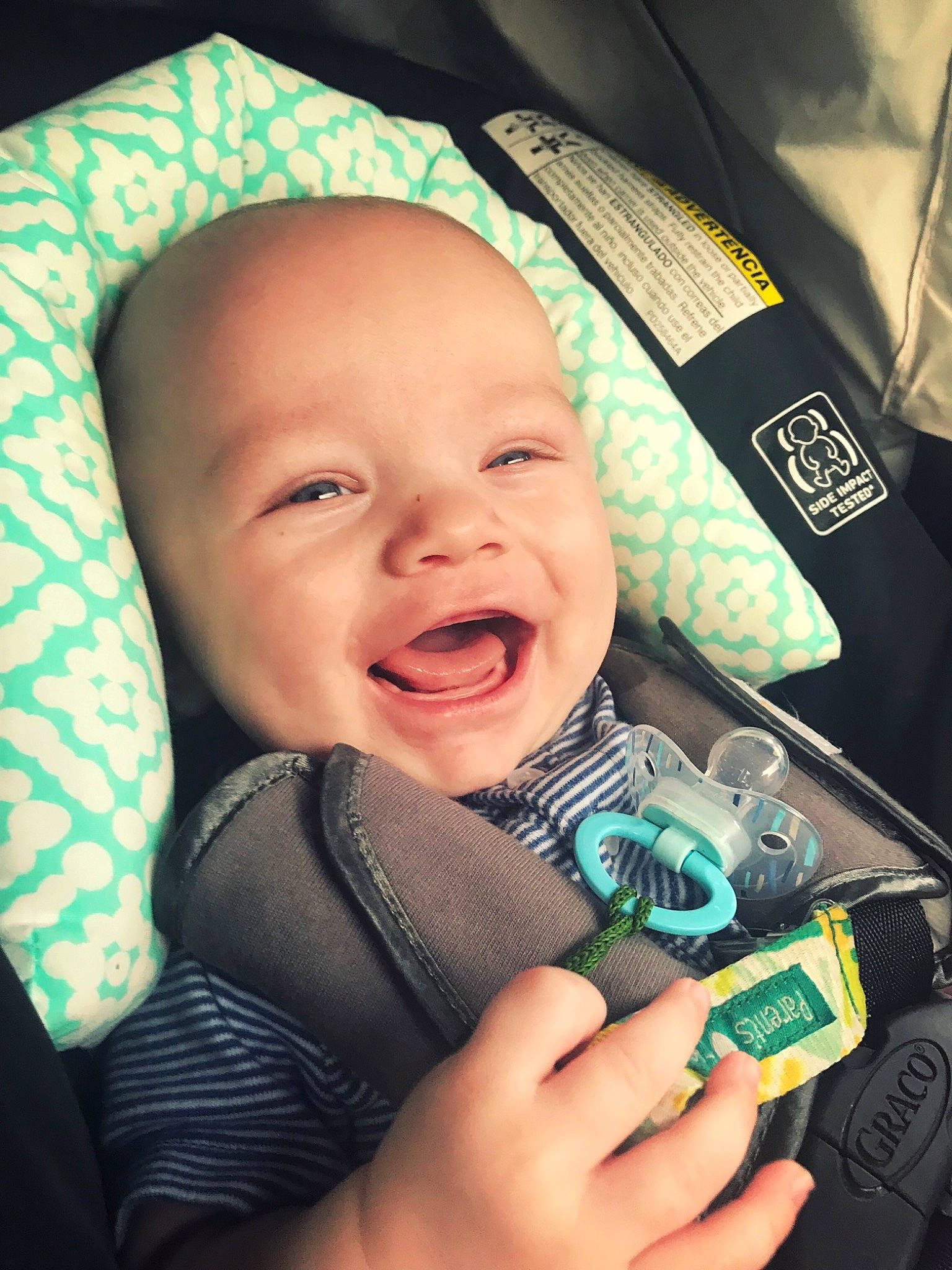 Ryder is registered to the contest to win money with this photo: baby, baby_carriage, baby_in_car_seat, baby_products, car_seat, cheek, child, cool, eye, face, finger, forehead, happy, head, mouth, person, photography, product, skin, smile
