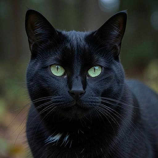 Baby is registered to the contest to win money with this photo: black_cat, cat, animal, pet, feline, close_up, green_eyes, whiskers, portrait, outdoor, nature, fur, face, eyes, mammal, domestic_animal, cute, alert, animal_portrait, focused