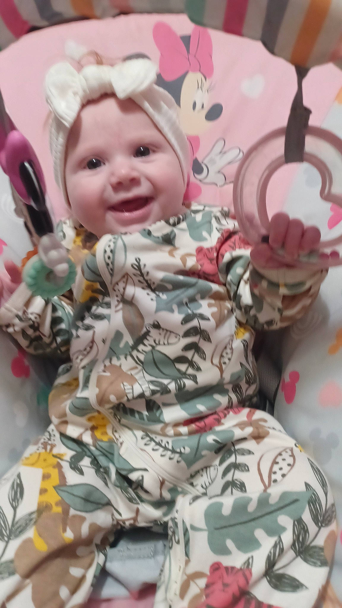 Harper is registered to the contest to win money with this photo: baby, baby_products, baby_toddler_clothing, baby_toys, cheek, child, event, face, happy, head, headwear, joy, linens, magenta, pattern, person, pink, room, sleeve, smile