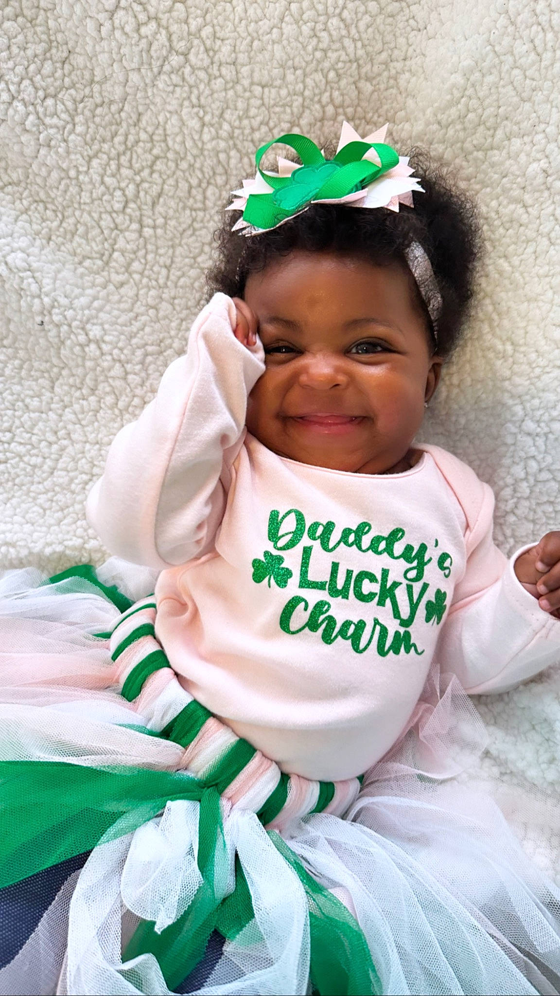 Nova Marie joined the competition — help win amazing prizes! baby, baby_toddler_clothing, cap, cheek, child, costume, event, fashion_accessory, fun, green, happy, headband, headpiece, jewellery, joy, person, room, skin, sleeve, smile