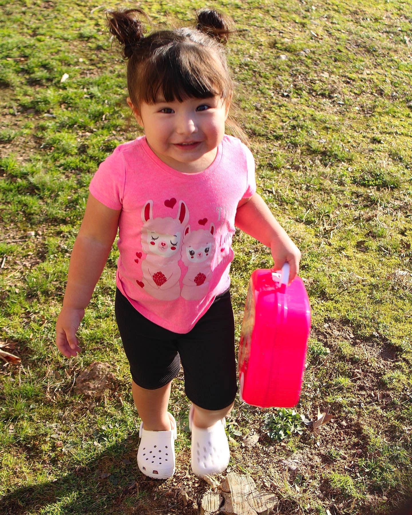 Faith is registered to the contest to win money with this photo: baby_toddler_clothing, child, fun, grass, happy, joy, leaf, leisure, magenta, morning, people, people_in_nature, person, pink, recreation, shorts, sleeve, smile, summer, t_shirt