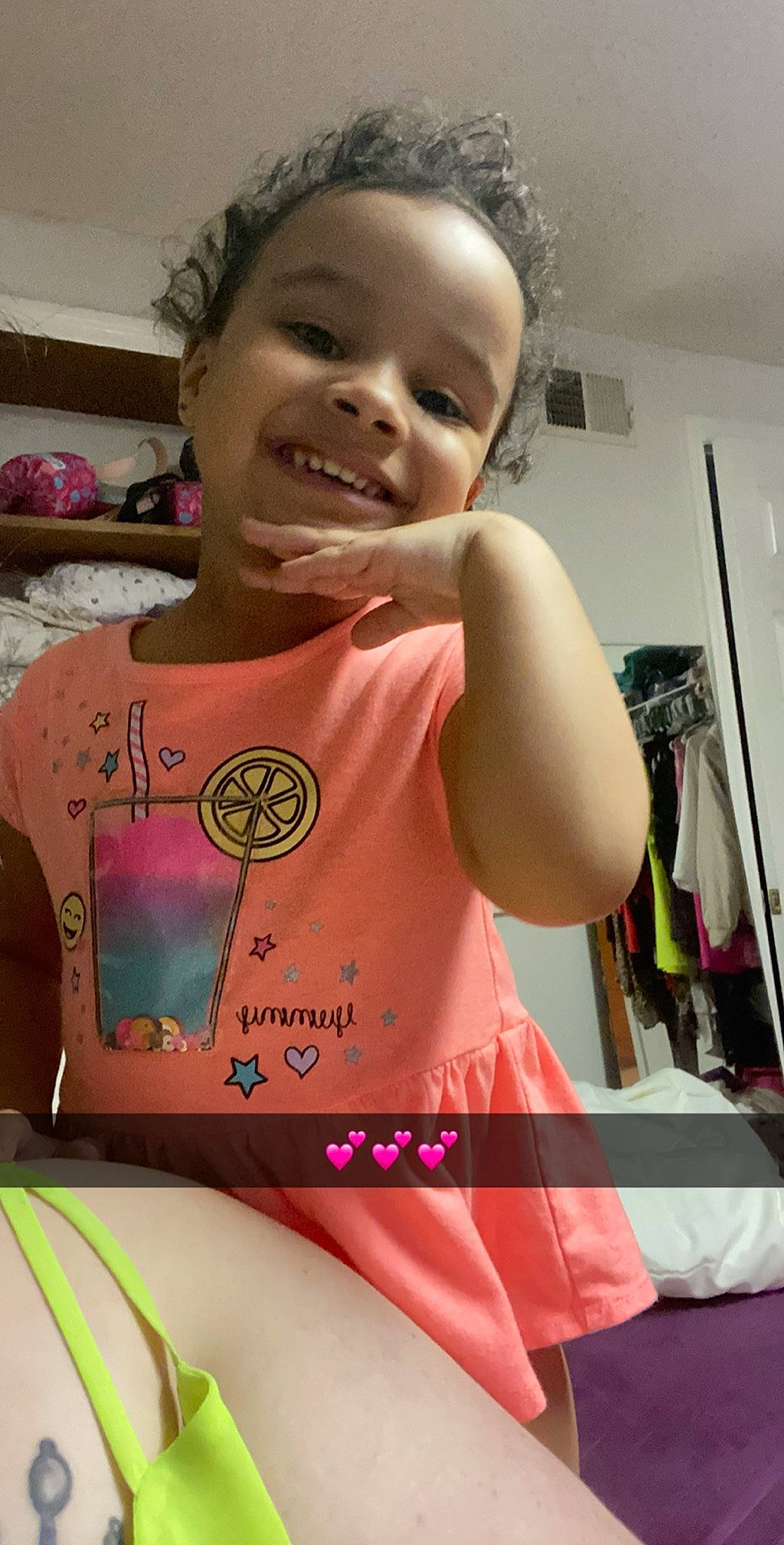 Scarlett joined the competition — help win amazing prizes! child, joy, person, pink, shoulder, smile, t_shirt, toddler