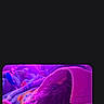 cat, black_cat, animal, pet, feline, blanket, bed, cozy, sleeping, lying_down, portrait, close_up, purple_lighting, neon, indoors, home, snuggled, fur, eyes, phone_screenshot