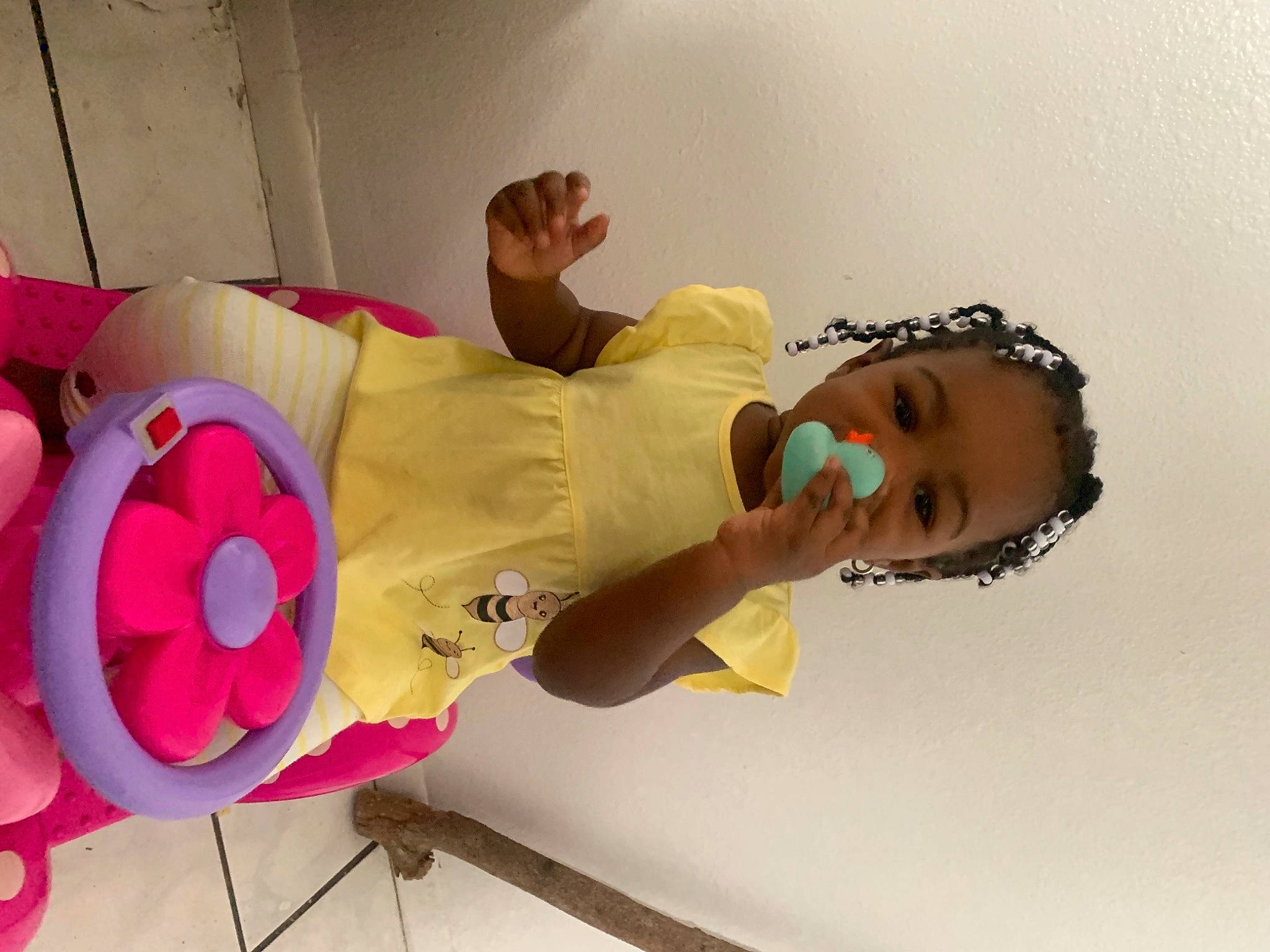 Basily is registered to the contest to win money with this photo: animation, arm, child, design, elbow, eyelash, finger, flower, fun, happy, human_leg, knee, person, room, skin, stuffed_toy, sunglasses, thigh, toddler, toy