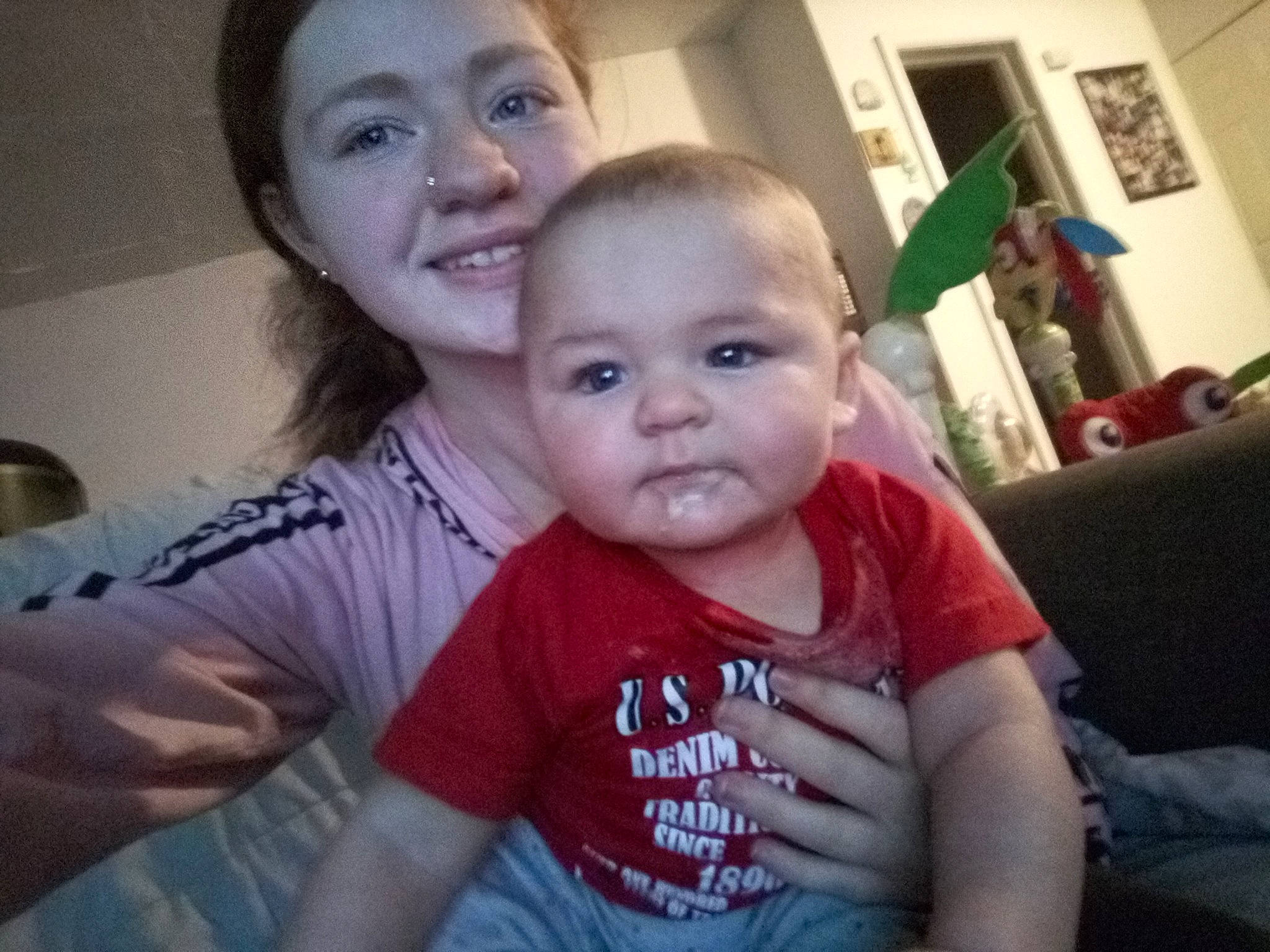 Cody is registered to the contest to win money with this photo: baby, cheek, child, cool, daughter, eye, face, fun, happy, head, iris, joy, lip, mother, nose, people, person, selfie, sibling, skin