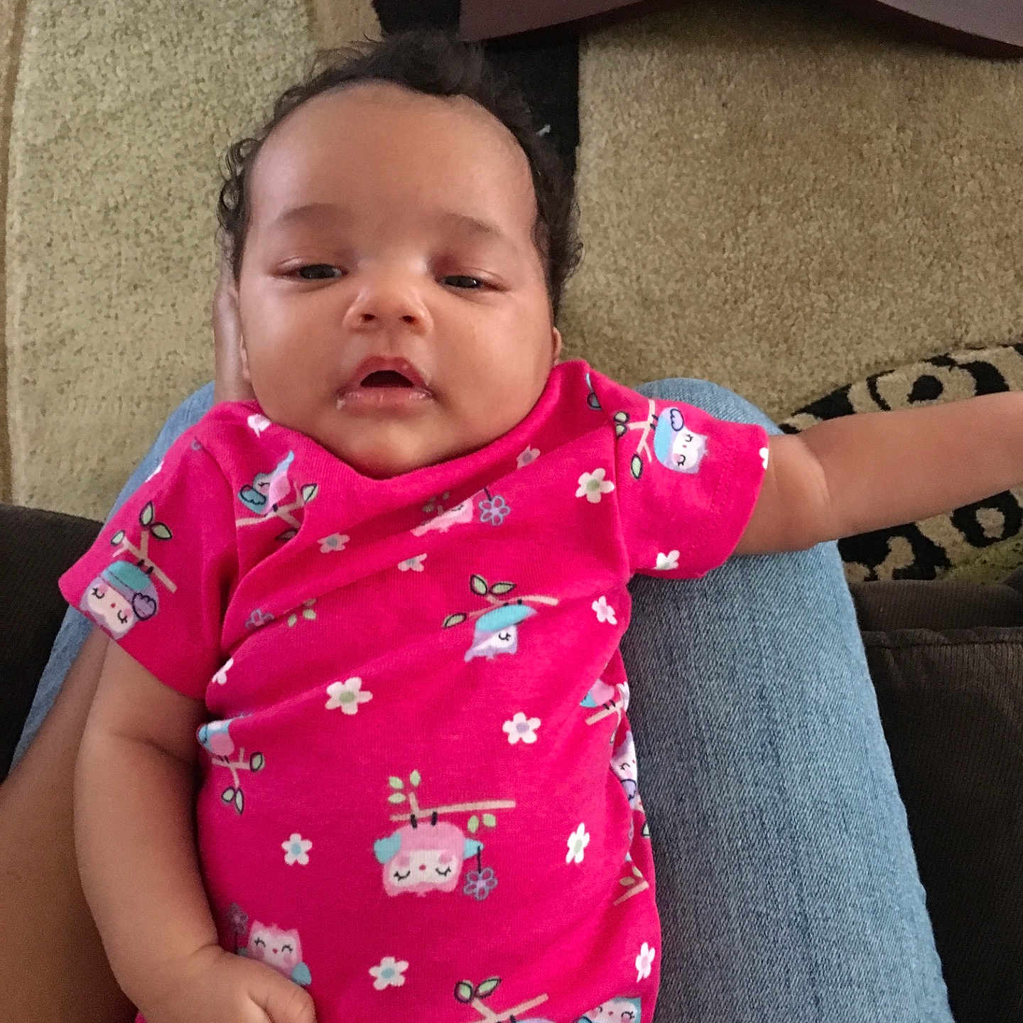 Karter Rose is registered to the contest to win money with this photo: beauty, black_hair, child, finger, girl, hand, infant, leg, mouth, pink, product, skin, thigh, toddler