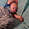 arm, baby, bed, blanket, blue, child, cozy, cute, grey, head, indoor, patterned, peaceful, person, pillow, relaxed, rest, sleeping, soft, toddler