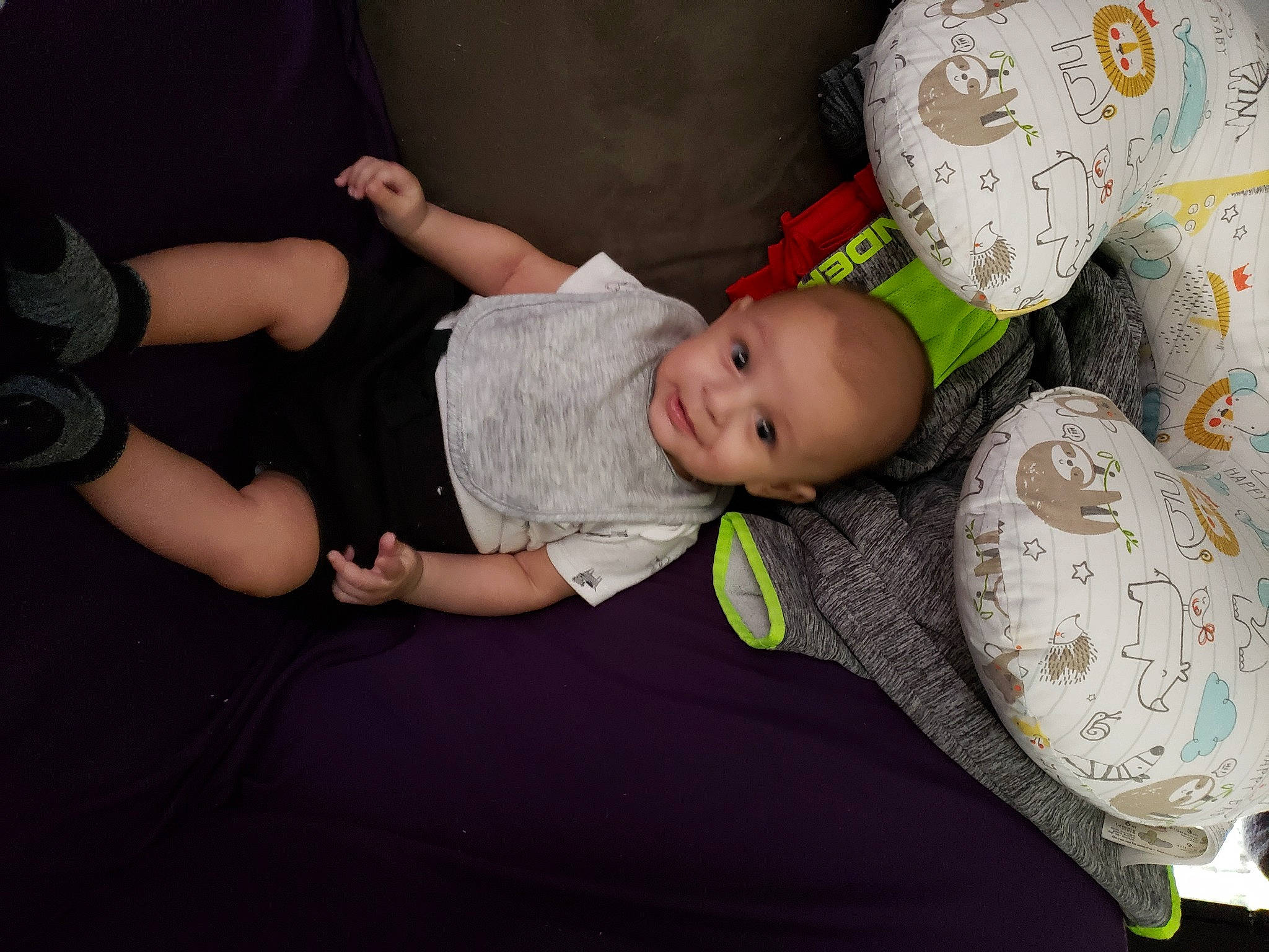 Maverick joined the competition — help win amazing prizes! baby, baby_carriage, baby_products, baby_toddler_clothing, cheek, child, comfort, elbow, eye, finger, fun, grass, happy, hat, headgear, person, sitting, skin, t_shirt, toddler